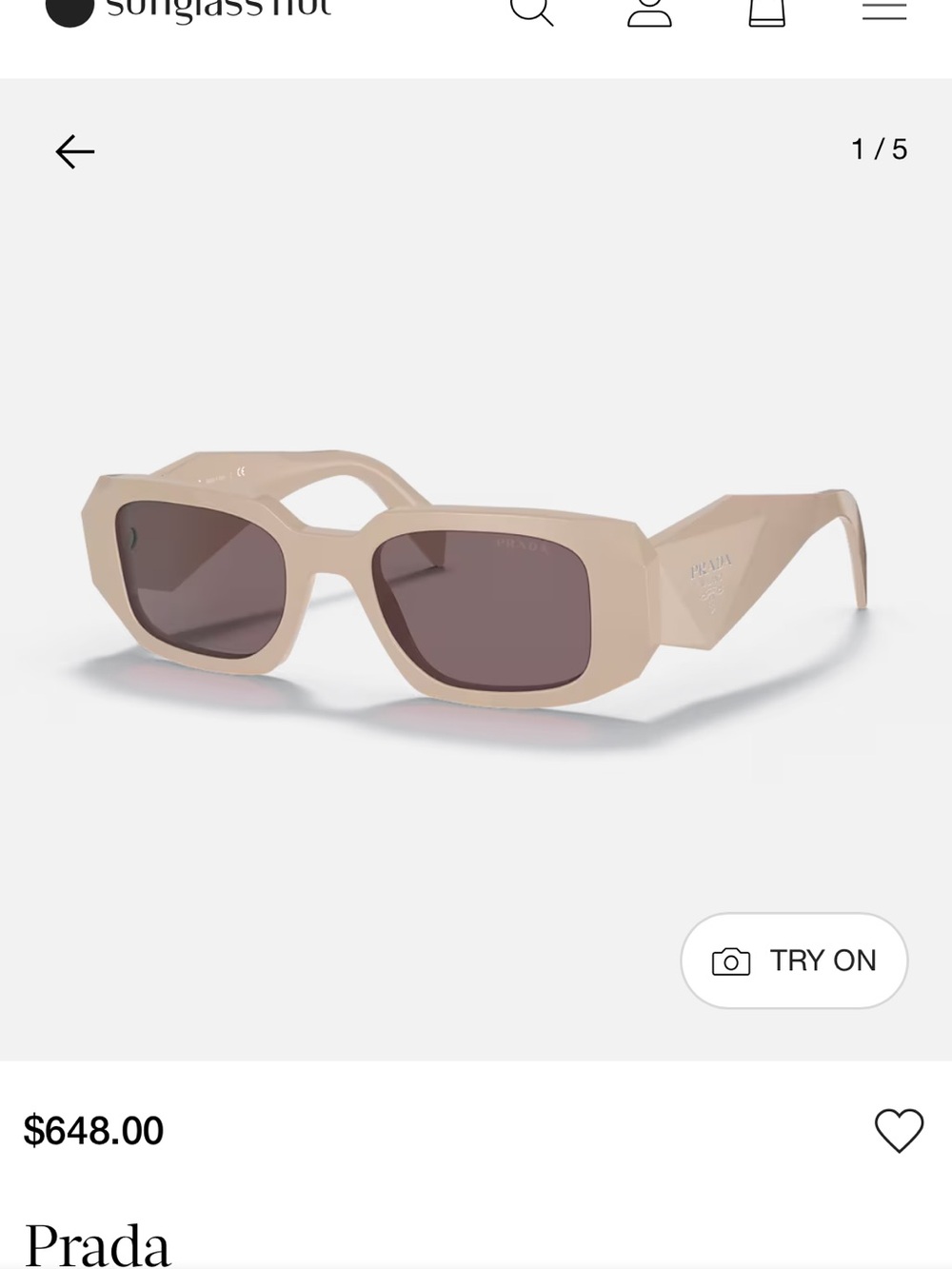 Prada Beige Geometric Oversized Sunglasses with Dark Lenses